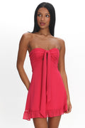 Gloria Day Tied Bust Strapless Mini Dress Raspberry