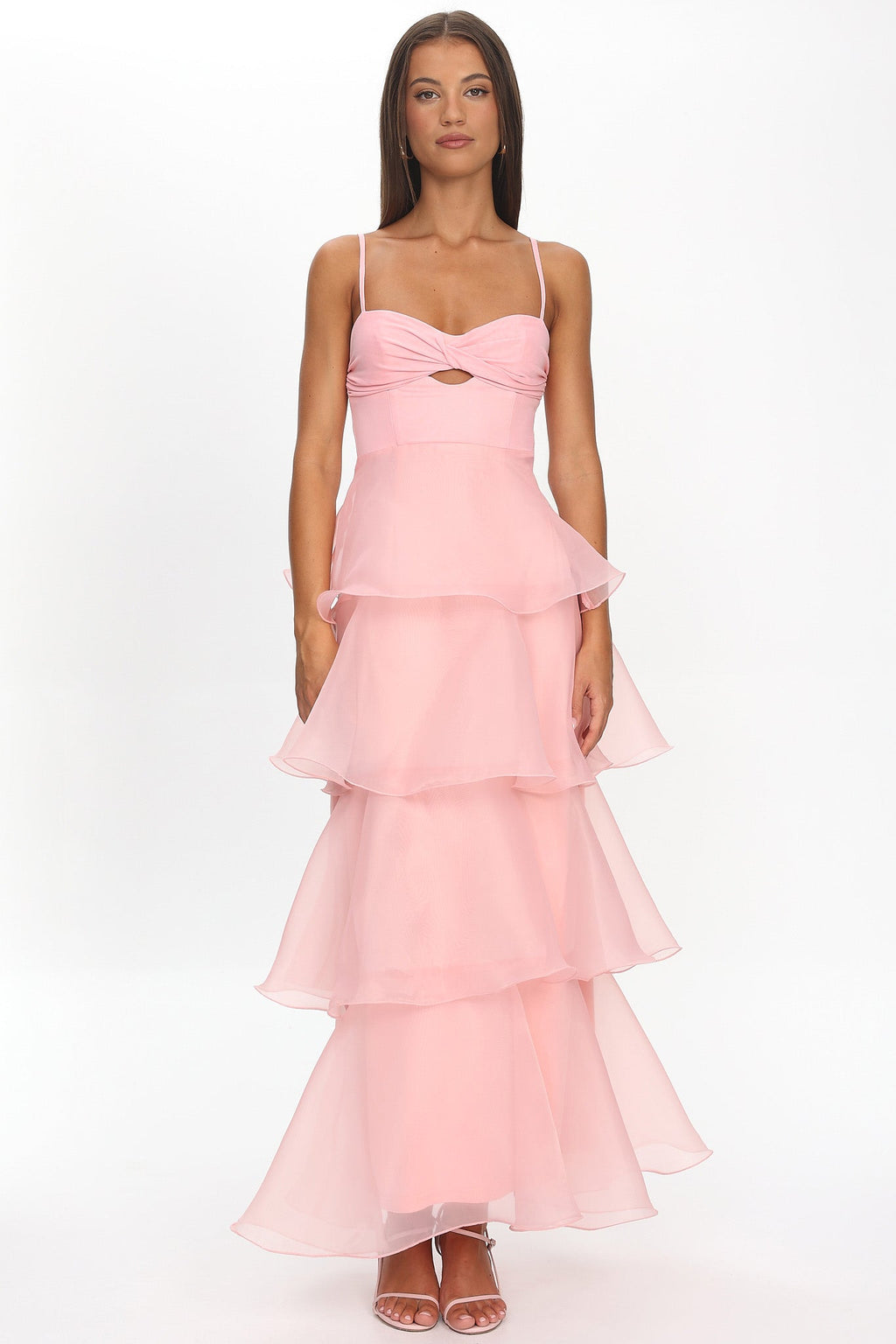 Margarida Layered Sweetheart Neckline Maxi Dress Pink