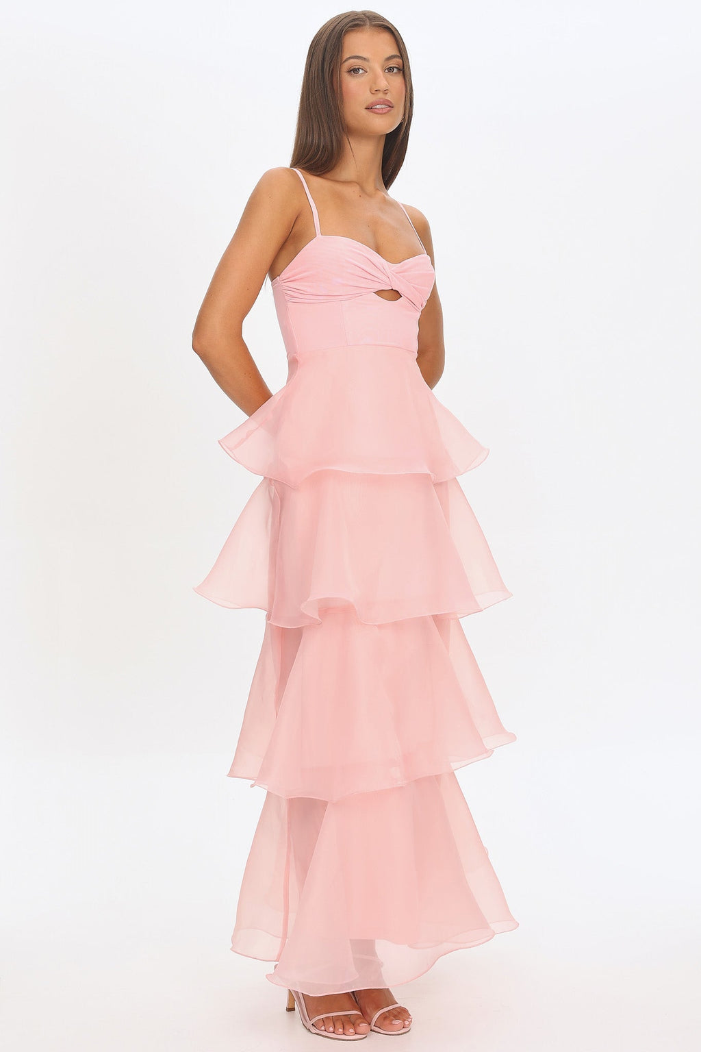 Margarida Layered Sweetheart Neckline Maxi Dress Pink