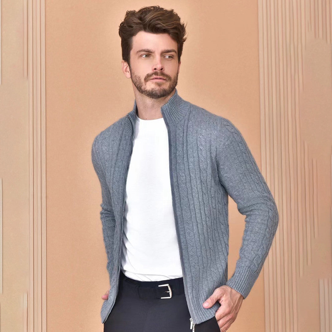 Loro Piana Men's Autumn And Winter Solid Color Zipper Half High Neck Knit Sweater Long Sleeve Jacket Ngvp #9392