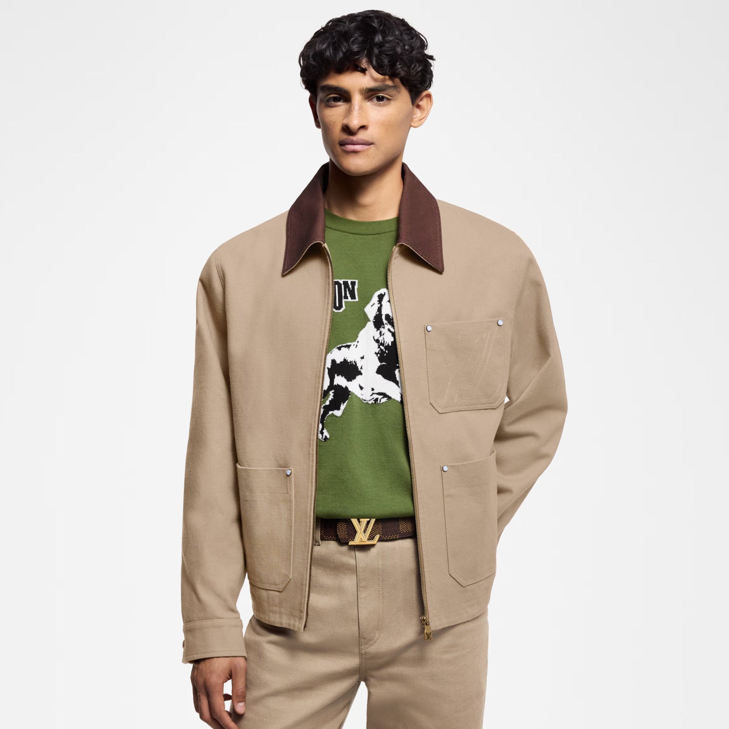 Louis Vuitton Men's Spring and Autumn Solid Color Logo Letter Pocket Zipper Long Sleeve Jacket #74523
