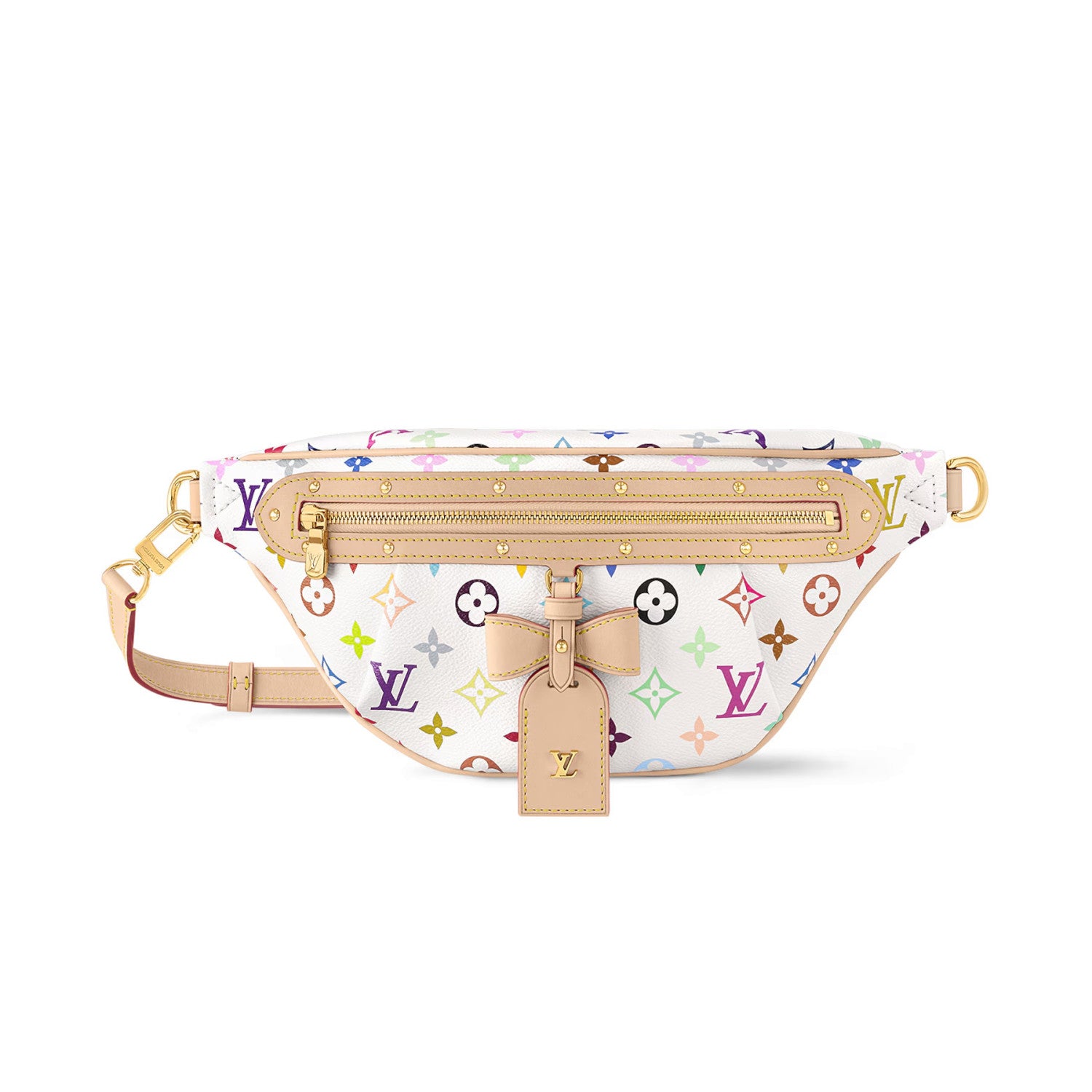Louis Vuitton LV x TM High Rise Women's Colorful Monogrammed Zipper Closure Coated Canvas Leather Trimmed Belt Bag Bags #75436