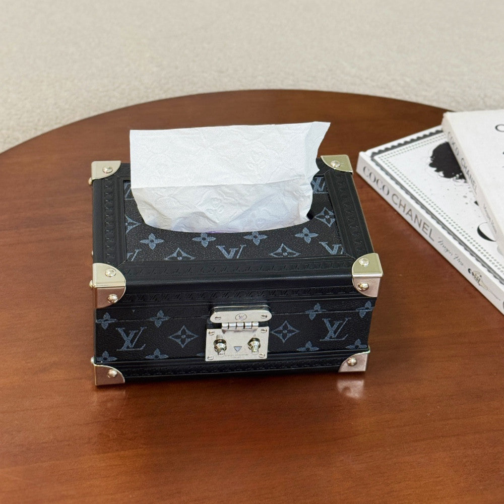 Louis Vuitton Monogrammed Printed Latch Closure Coated Canvas Organizer Tissue Box Hard Case Bag Bags #76449