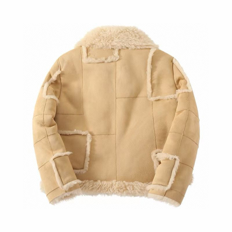 Eli Russell Linnetz Men's Autumn And Winter High Street Solid Color Lamb Fur Fur Jacket Long Sleeve Coat Ngvp #7778