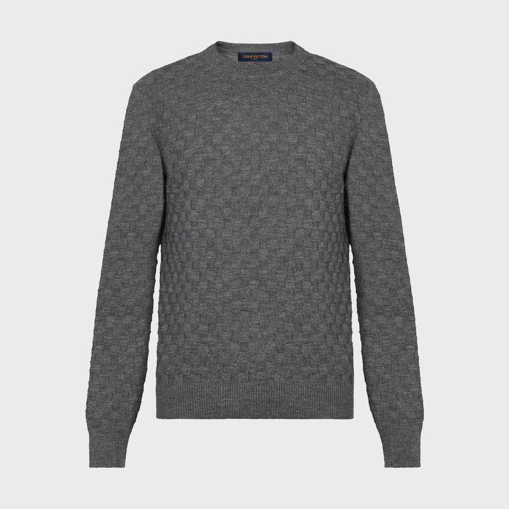 Louis Vuitton Men's Spring. Autumn And Winter Damier Signature Crew Neck Plaid Solid Color Long Sleeve Fitted Wool Sweater Ngvp #9311