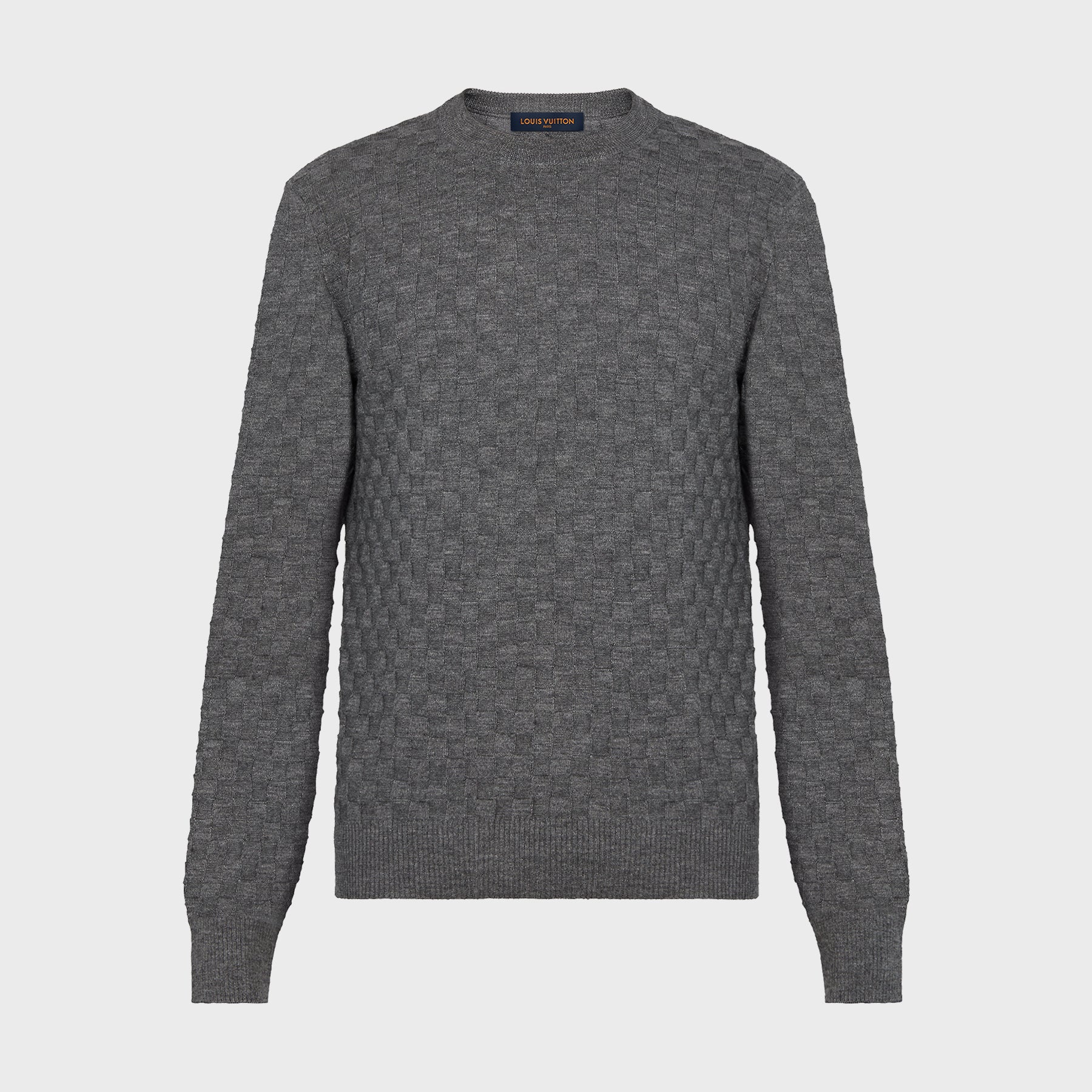 Louis Vuitton Men's Spring. Autumn And Winter Damier Signature Crew Neck Plaid Solid Color Long Sleeve Fitted Wool Sweater Ngvp #9311