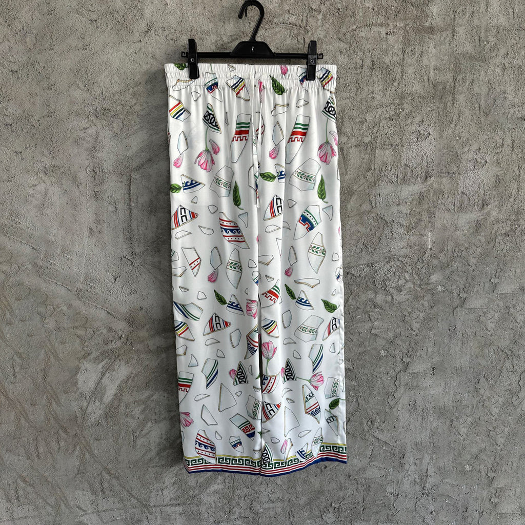 Casablanca Men's Women's Summer Pattern Printed Silk Casual Trousers Pants Ngvp #9924
