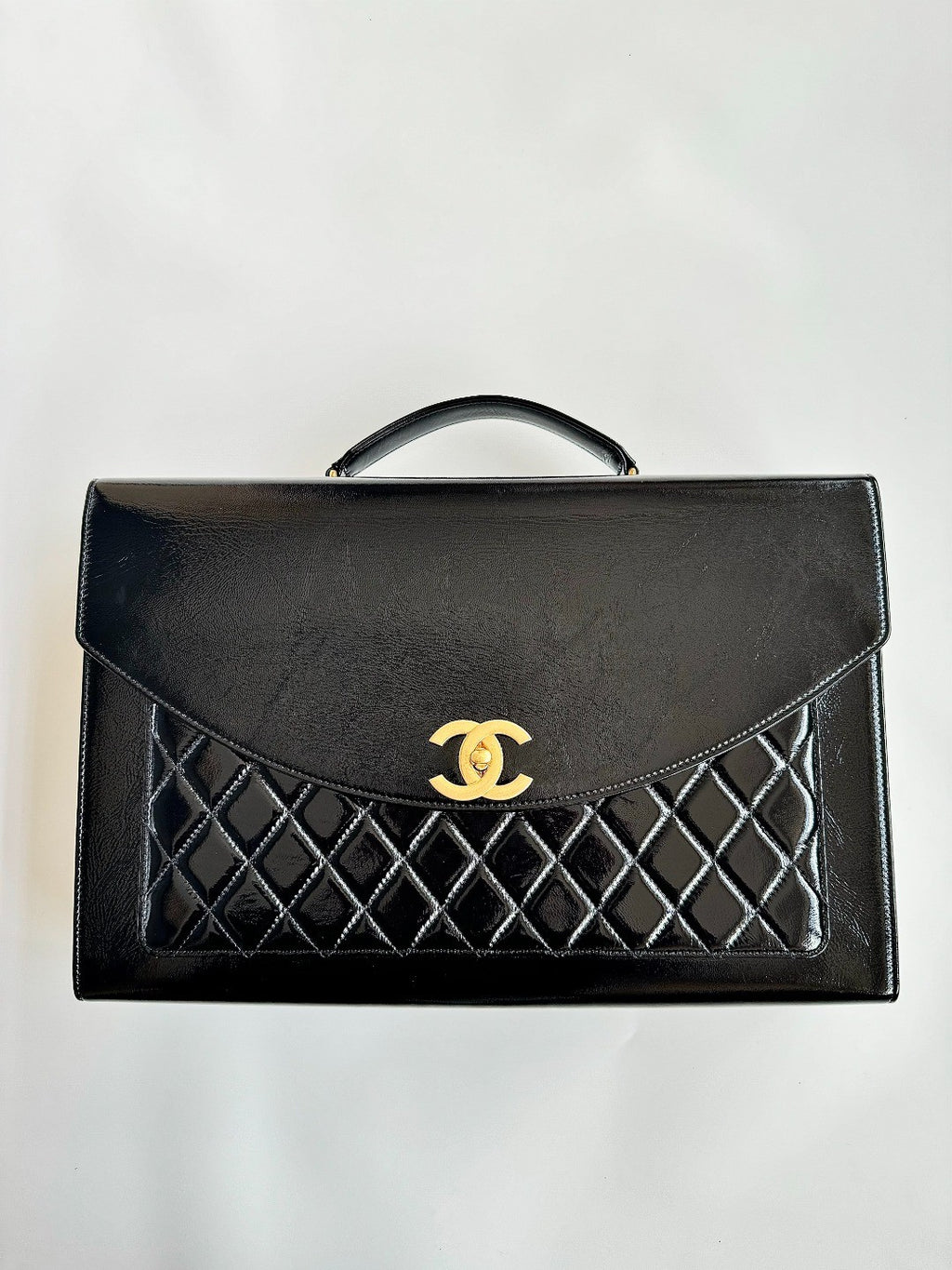 Chanel Advanced Handmade Series Briefcase Patented Wrinkled Lambskin Vintage Buttons #332642