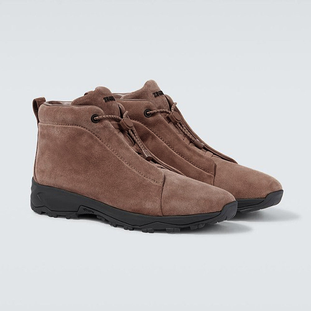 Ermenegildo Zegna Men's Suede Triple Stitch Vetta Luxury Casual Shoes Spring/Fall/Winter Lace-Up Round-Toe Low-Top Boots Shoes #81746