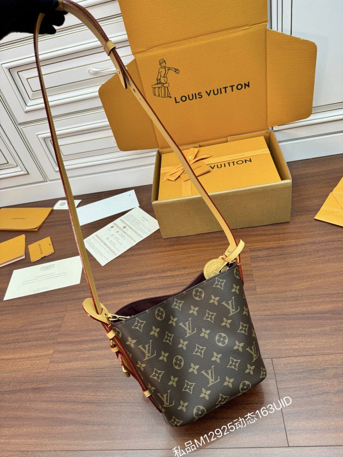 Louis Vuitton All In BB Women's Brown Letter Printed Removable Zipper Inside Pocket Coated Canvas Shoulder Tote Bag Bags #75487