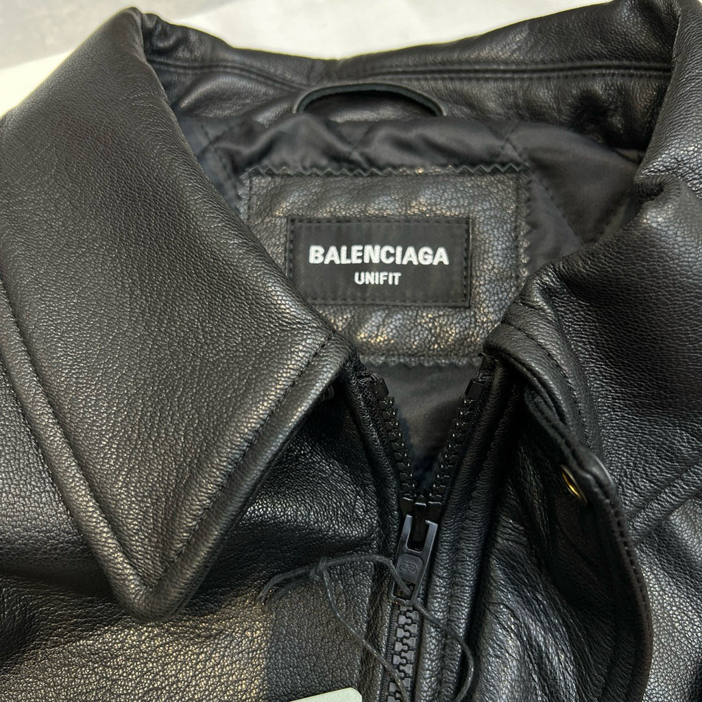 Balenciaga Men's Women's Spring. Autumn And Winter Sporty B Shearling Jacket Solid Color Logo Embroidery Lapel Casual Loose Sheepskin Coat #71822