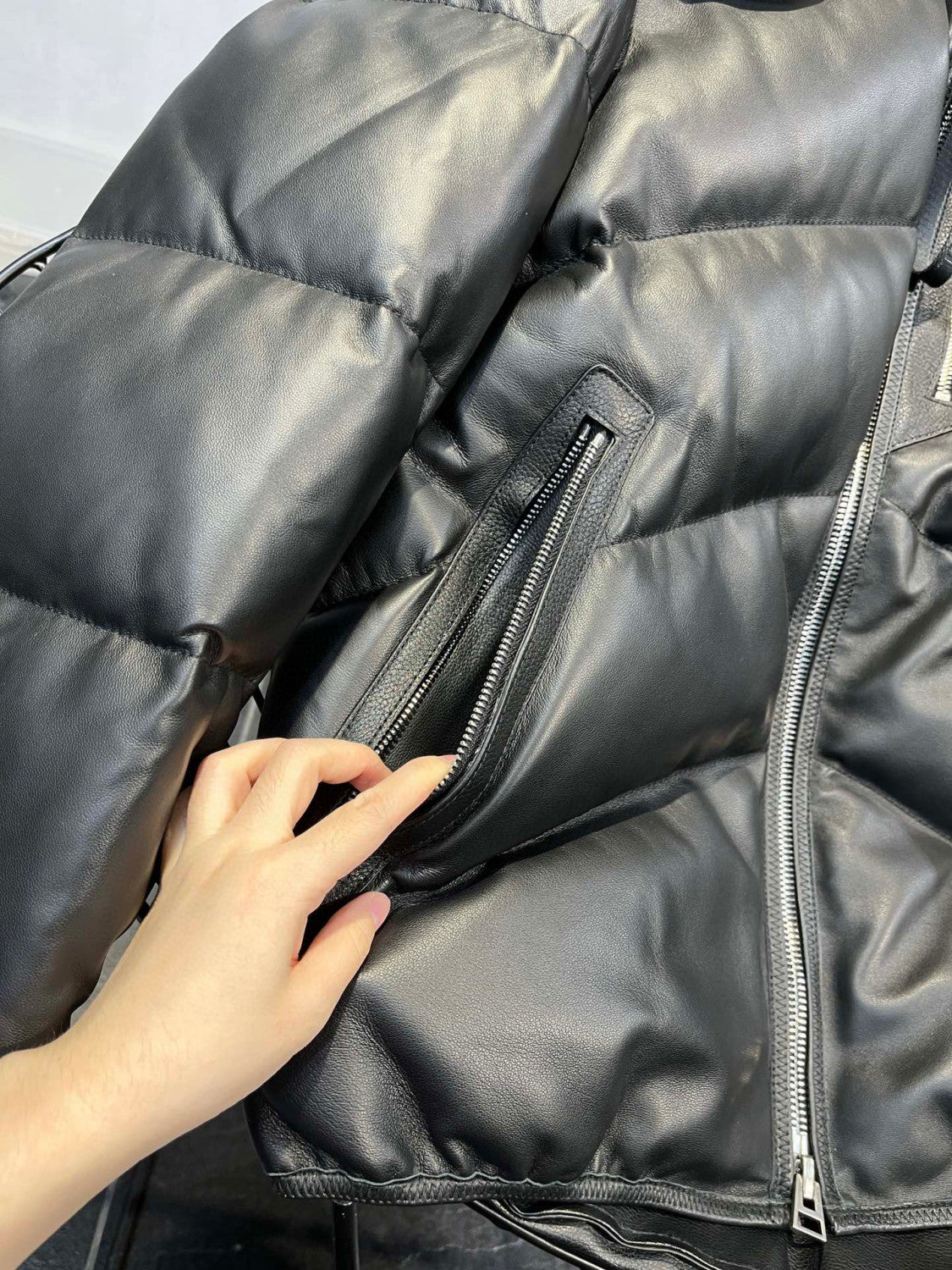 Tom Ford Black Leather Puffer Down Jacket Ngvp #6555