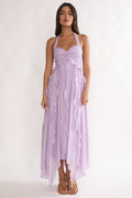Spirit Frill Trim Halterneck Maxi Dress Purple