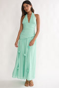 To The Sky Halterneck Maxi Dress Sage