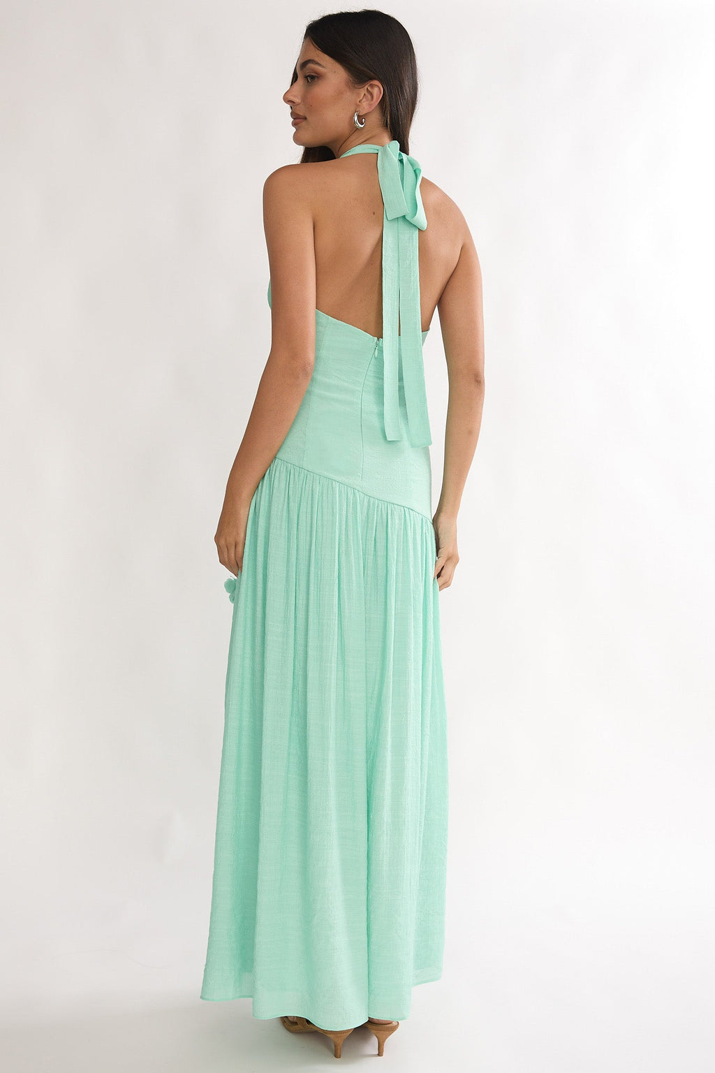 To The Sky Halterneck Maxi Dress Sage