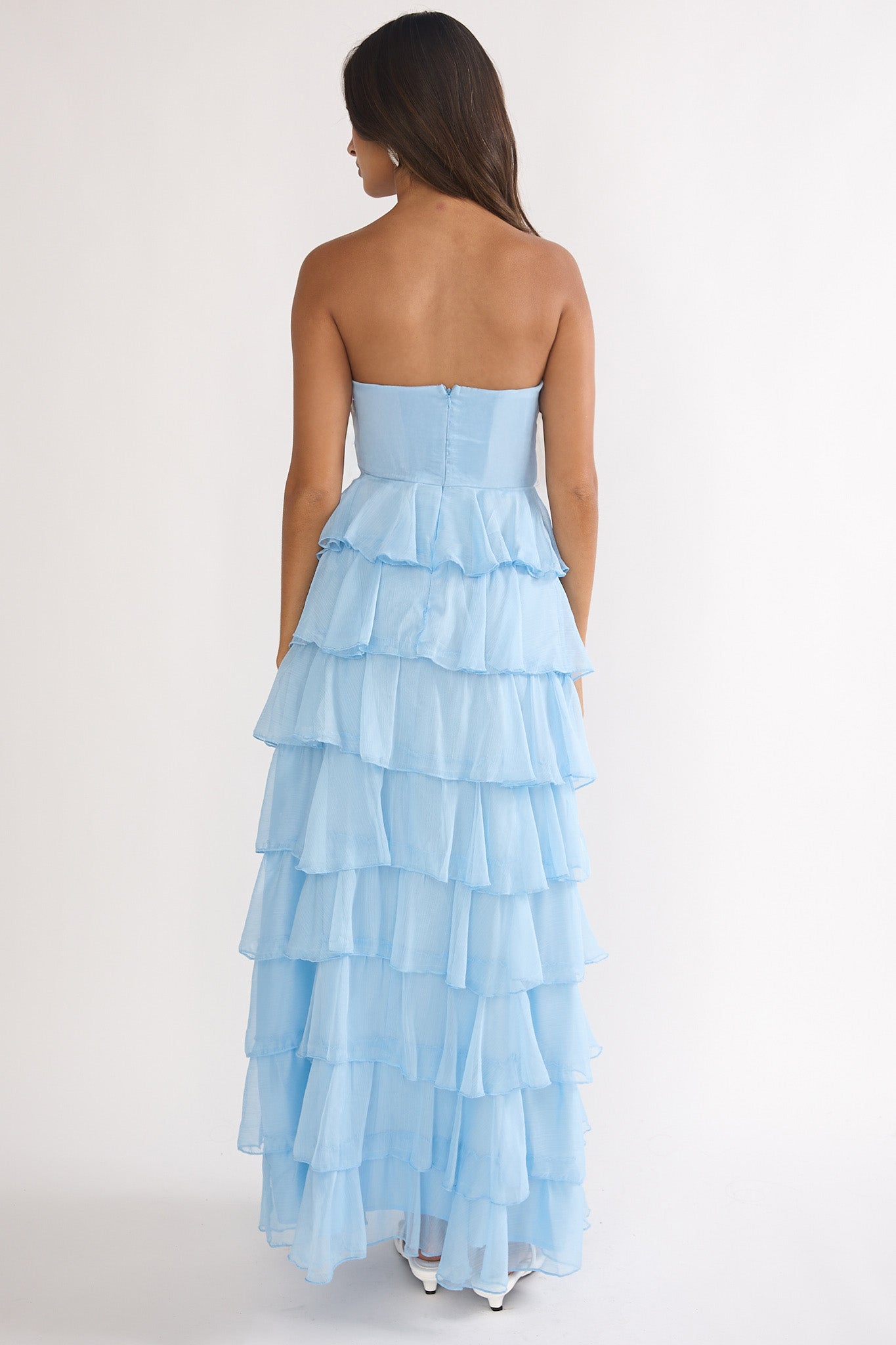 Janelia Layered Frill Maxi Dress Blue