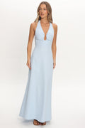 Lioren Plunging Halterneck Maxi Dress Blue