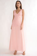 Marcellia Tied Back Maxi Dress Embellished Pink