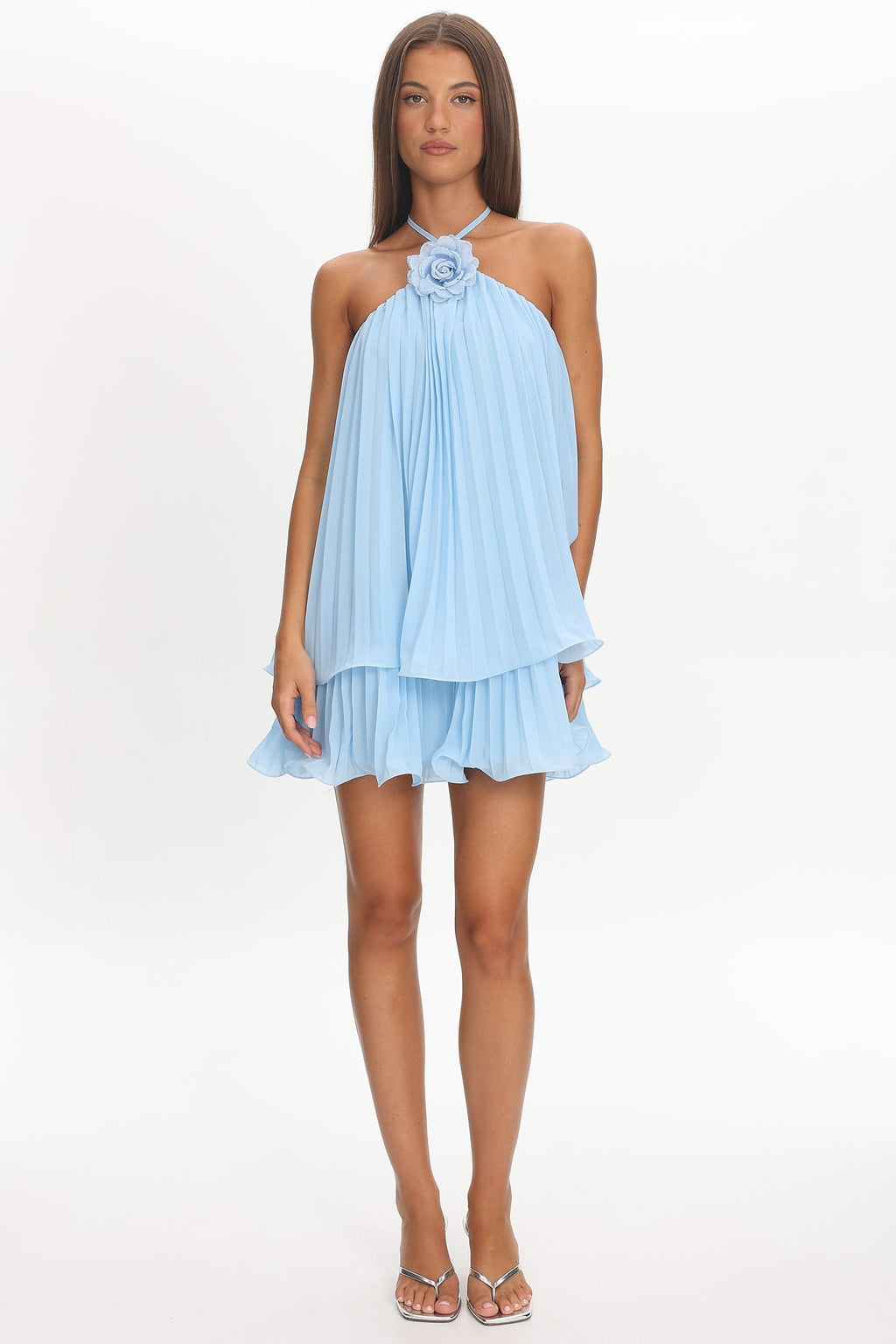 Major Crush Pleated Mini Dress Blue