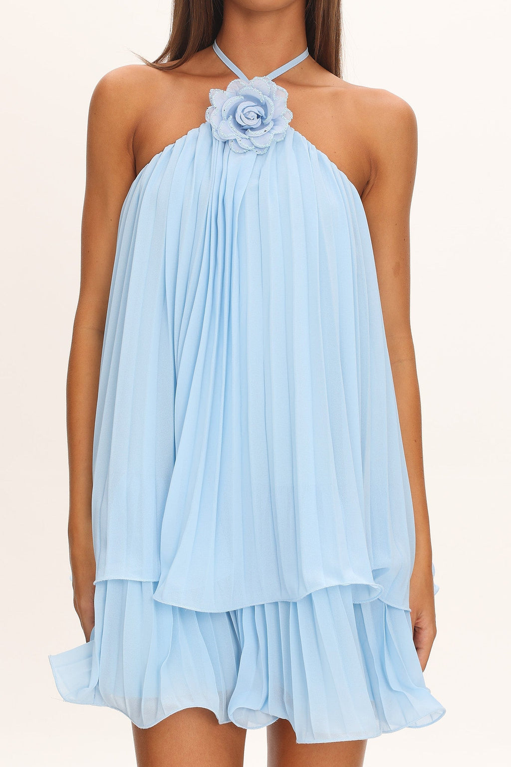Major Crush Pleated Mini Dress Blue