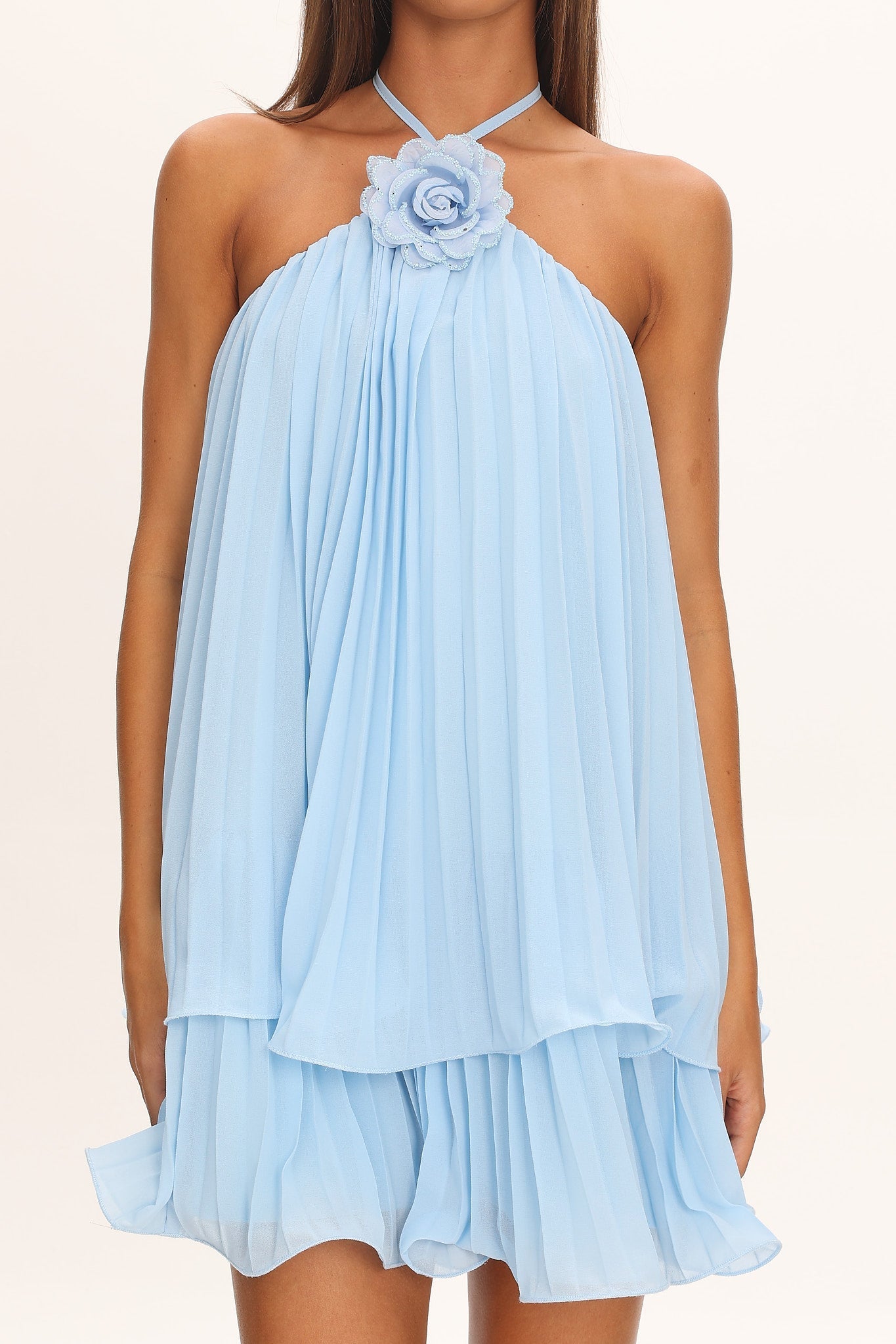 Major Crush Pleated Mini Dress Blue