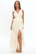 Lusia Peplum Applique Waist Maxi Dress White
