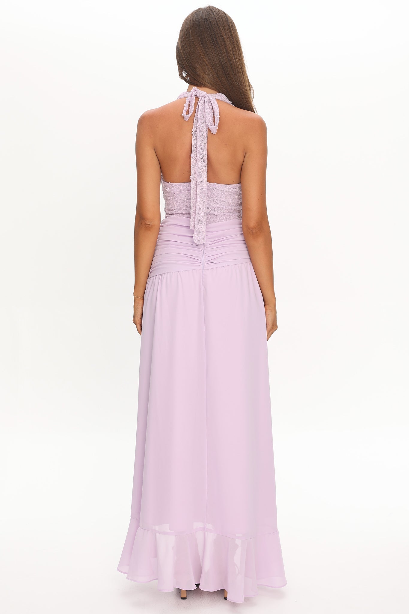 Luella Textured Halter Split Maxi Dress Lilac