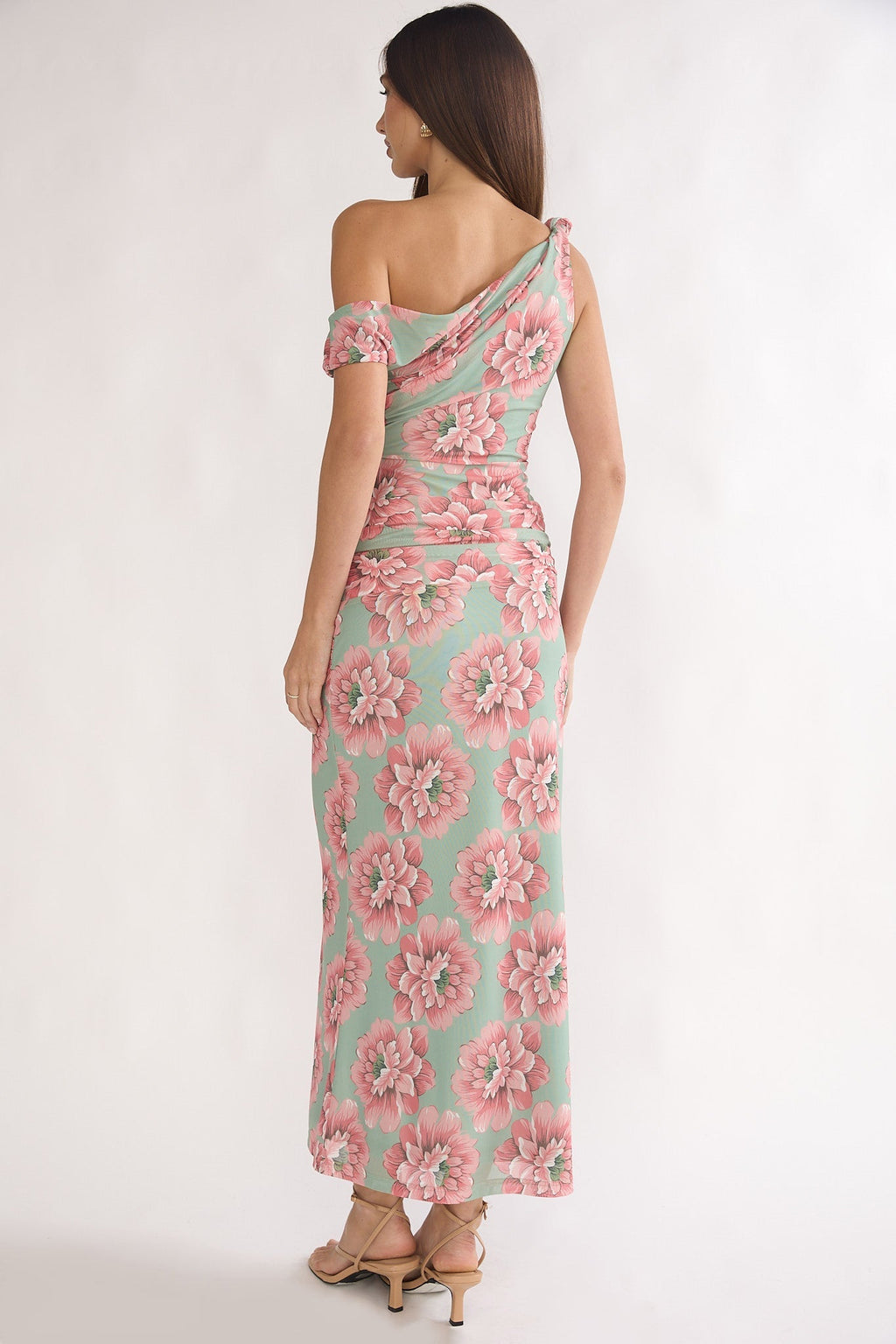 Harla Asymmetric Neckline Maxi Dress Floral