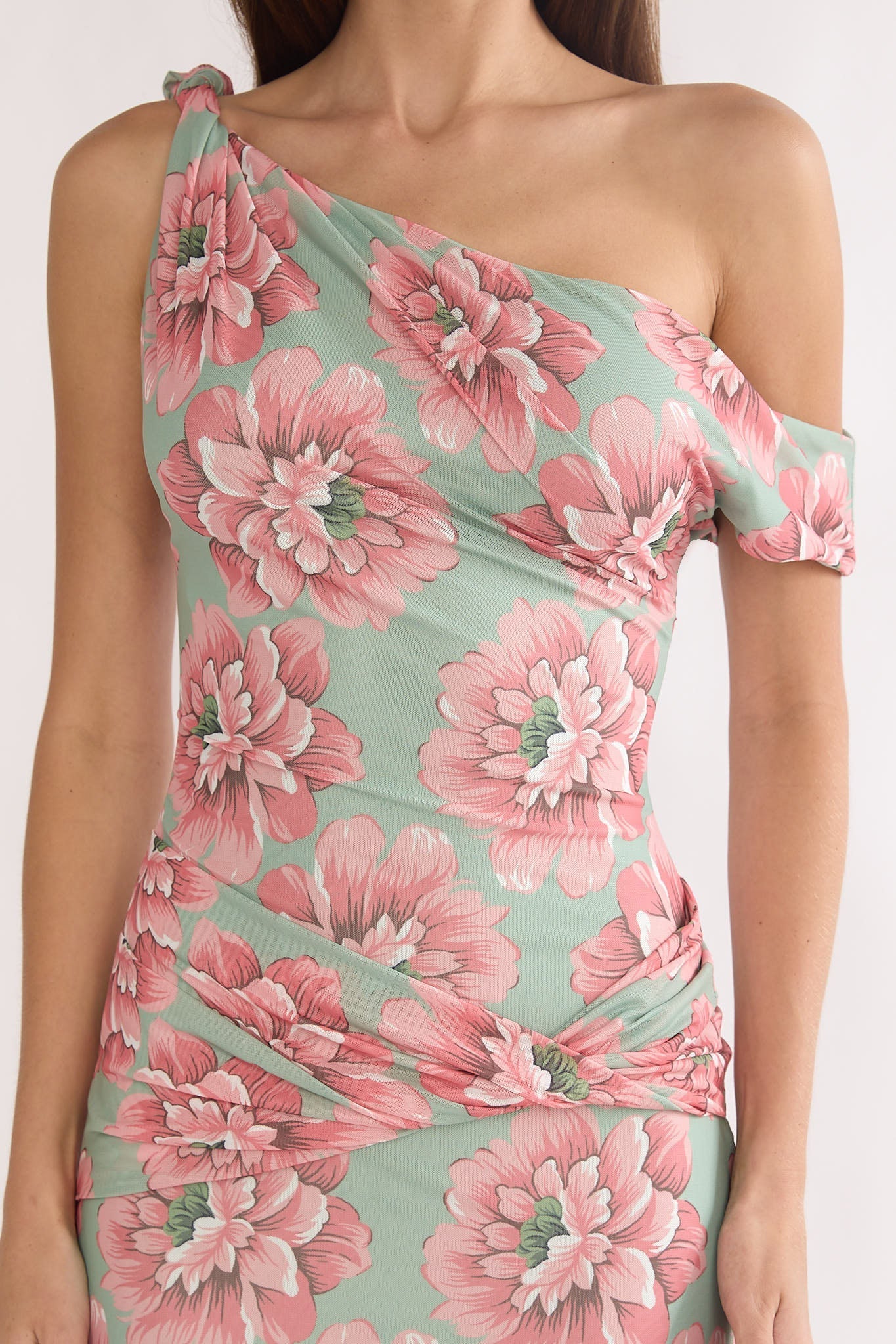 Harla Asymmetric Neckline Maxi Dress Floral