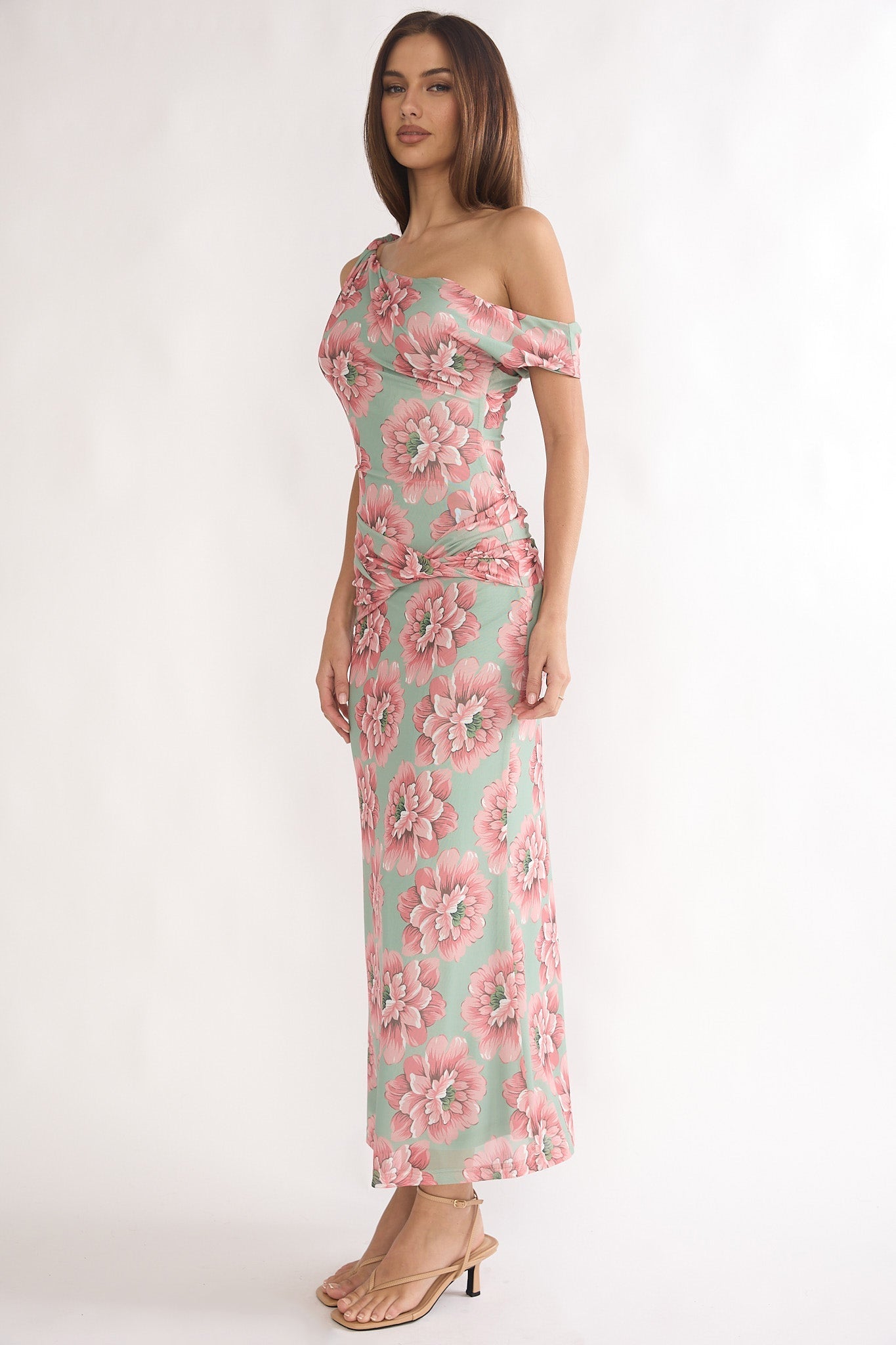 Harla Asymmetric Neckline Maxi Dress Floral
