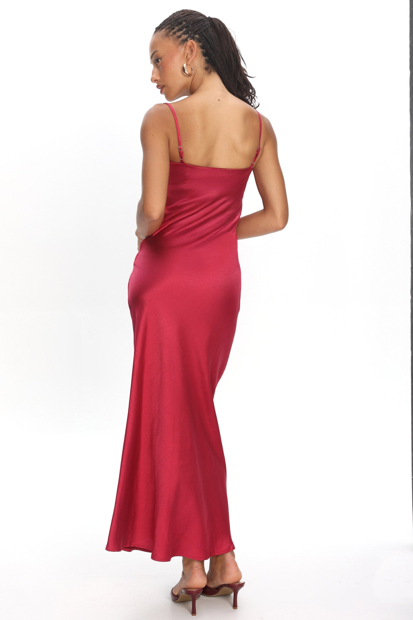 Yvaine Lace Cowl Bust Maxi Dress Wine