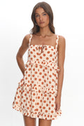 Lyndara Frill Trim Mini Dress Polka Dot Cream