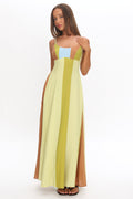 Nolan Princess Seam Maxi Dress Stripe Green