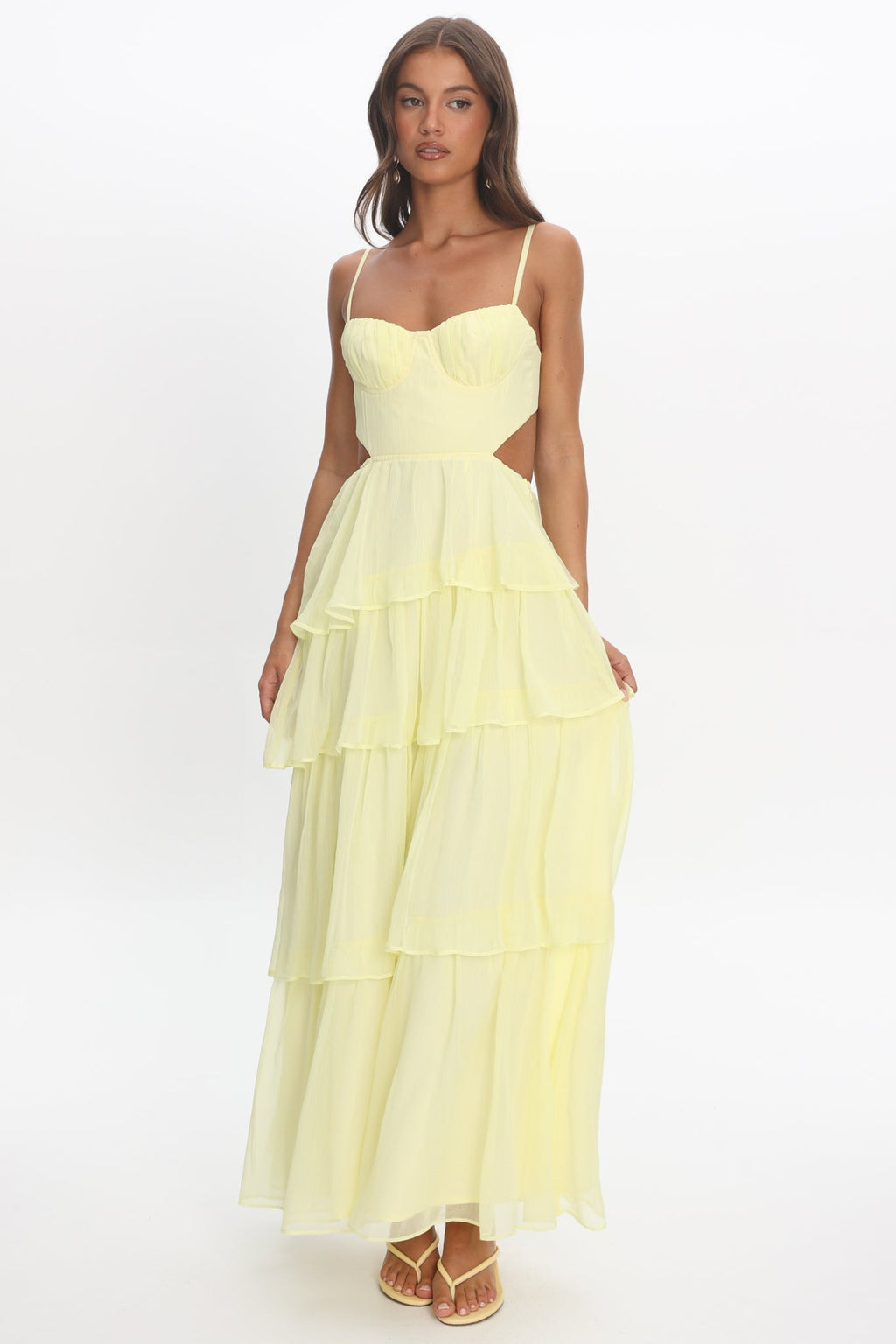 Vianne Tiered Cut-Out Maxi Dress Butter