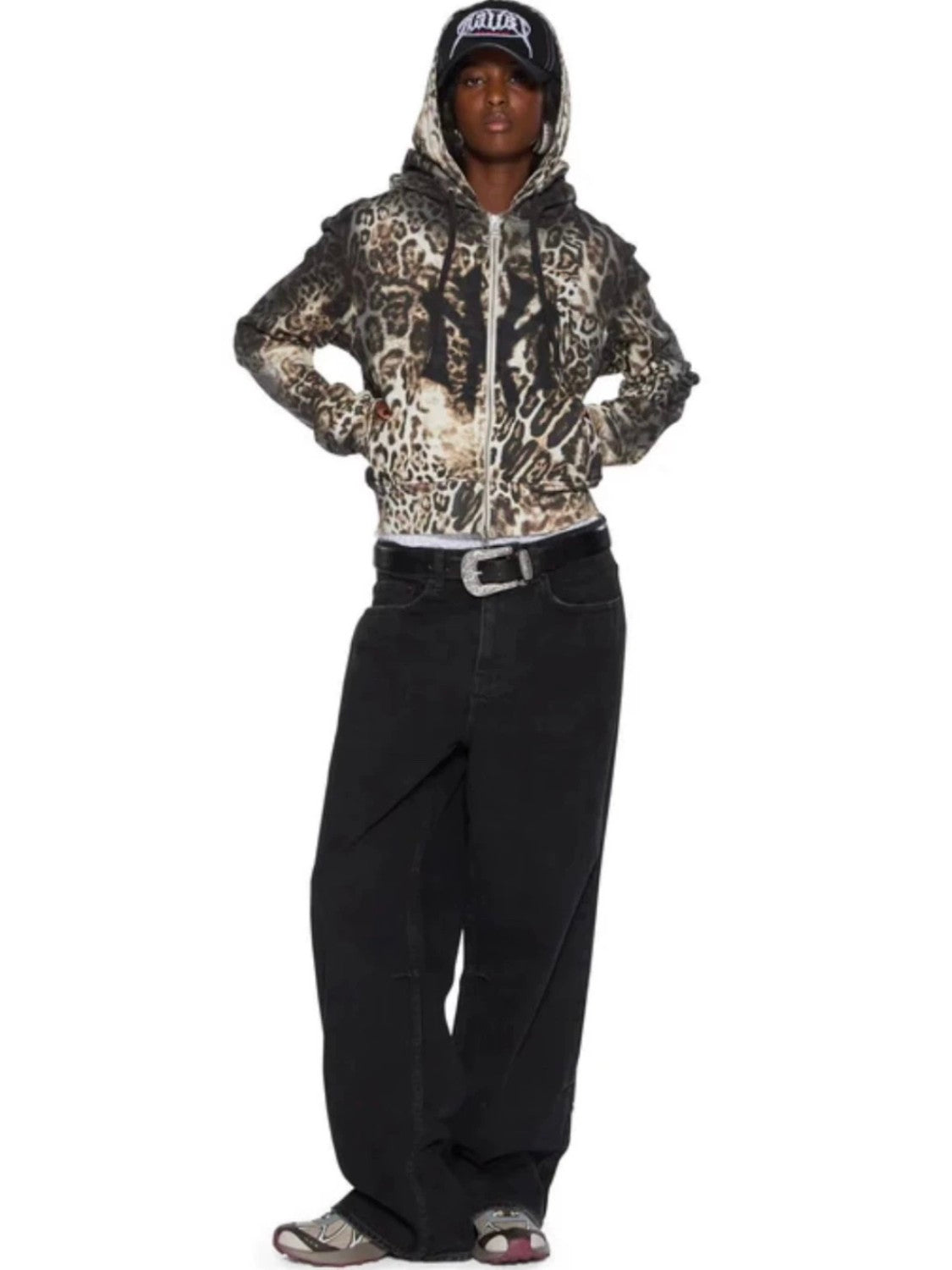 Mowalola x Ksubi Men's Women's Leopard Print Zipper Hooded Sweatshirt Spring And Autumn Cotton Long Sleeve Jacket Ngvp #1924