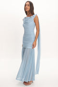 Rosellea Draped Shoulder Maxi Dress Blue