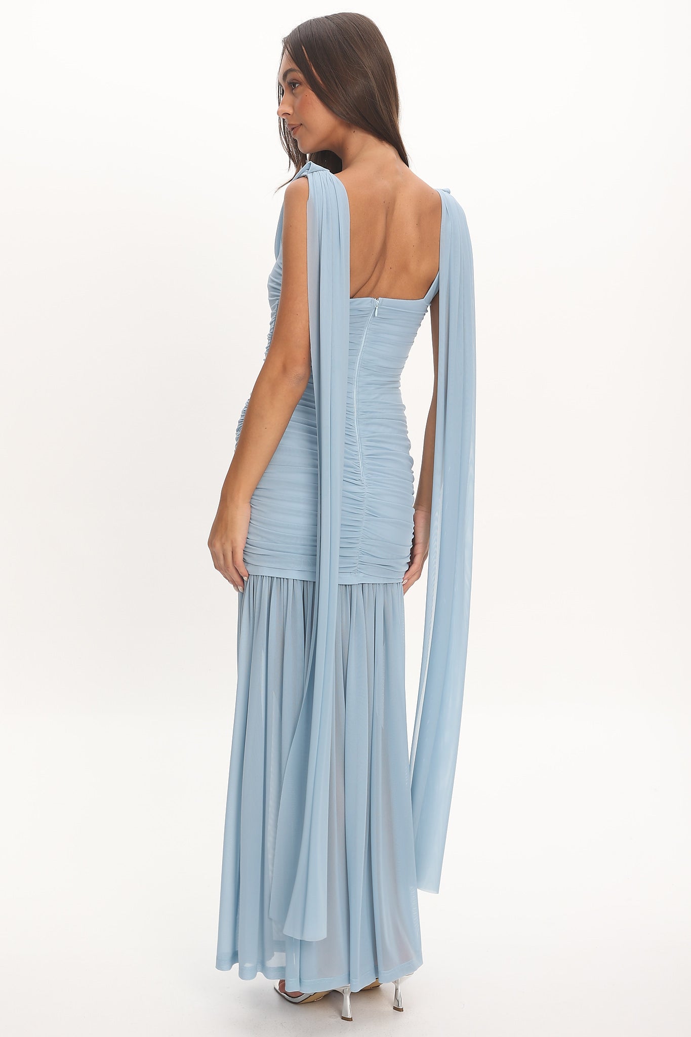 Rosellea Draped Shoulder Maxi Dress Blue