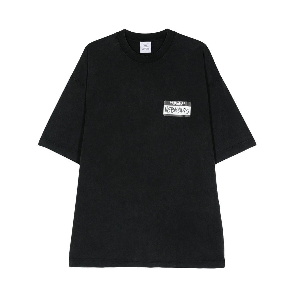 Vetements Men's Summer Black Round Neck Cotton Comfortable Loose Logo Printed Short Sleeve T-Shirt #73713