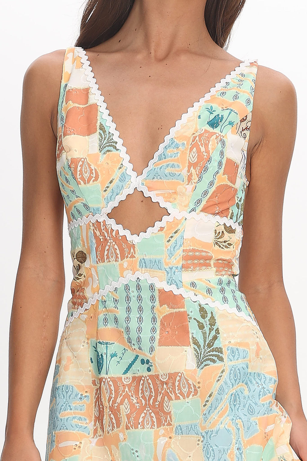 Avilo Ric Rac Trim Maxi Dress Print Yellow