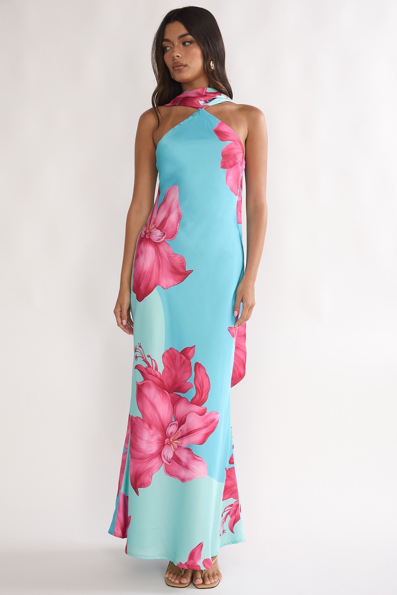 Risha Scarf Maxi Dress Lily Hot Pink