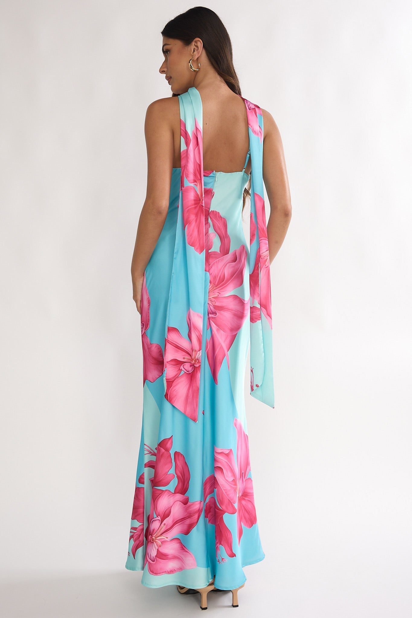 Risha Scarf Maxi Dress Lily Hot Pink