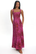 Teressa Square Neck Maxi Dress Floral Fuchsia