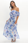 Nanjing Ruffle Maxi Dress Blue