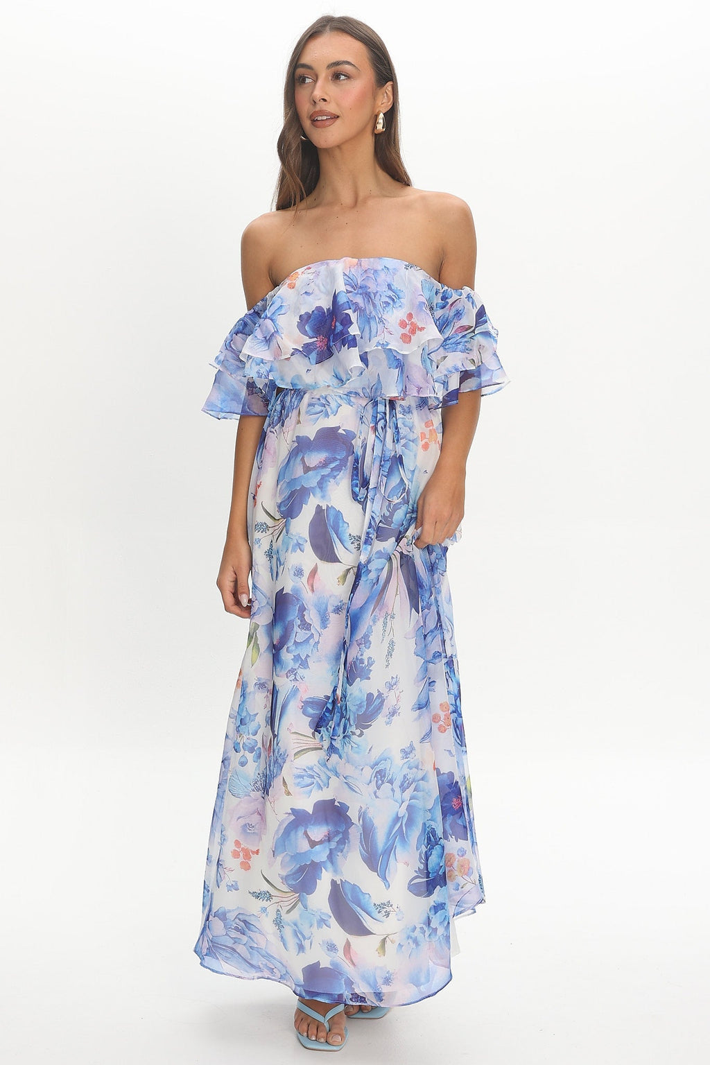 Nanjing Ruffle Maxi Dress Blue