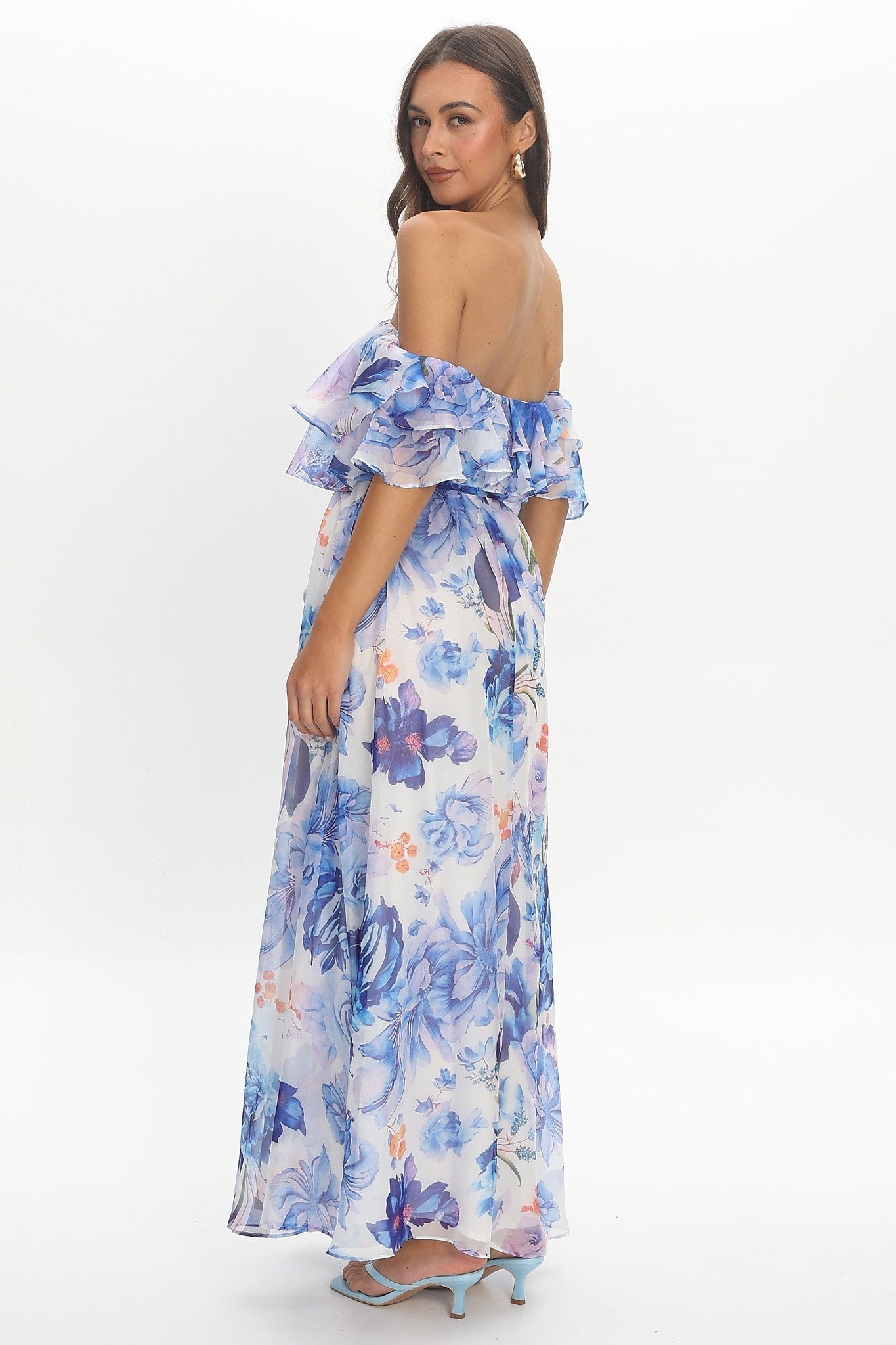 Nanjing Ruffle Maxi Dress Blue