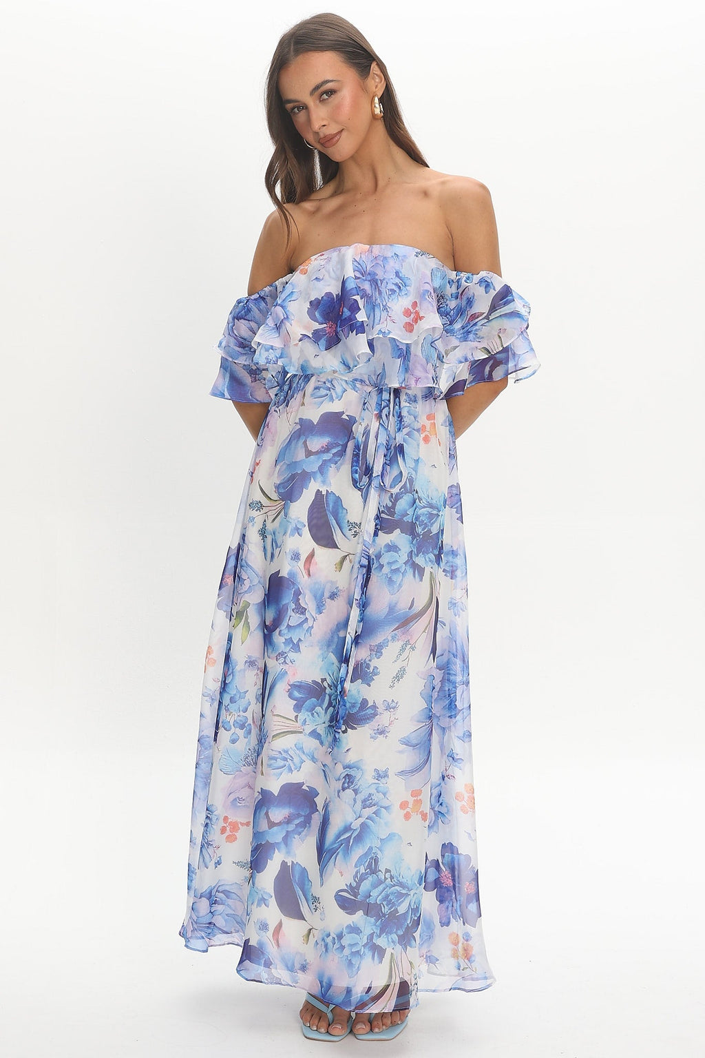 Nanjing Ruffle Maxi Dress Blue