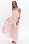Sunrise on Sunset Lace Trim Maxi Dress Pink