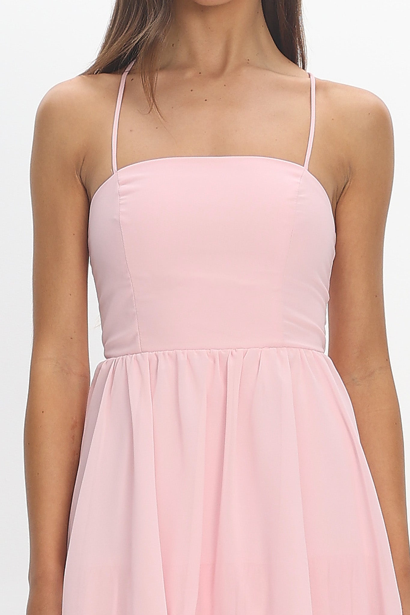Sunrise on Sunset Lace Trim Maxi Dress Pink
