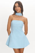 Sorelle Scarf Mini Dress Baby Blue