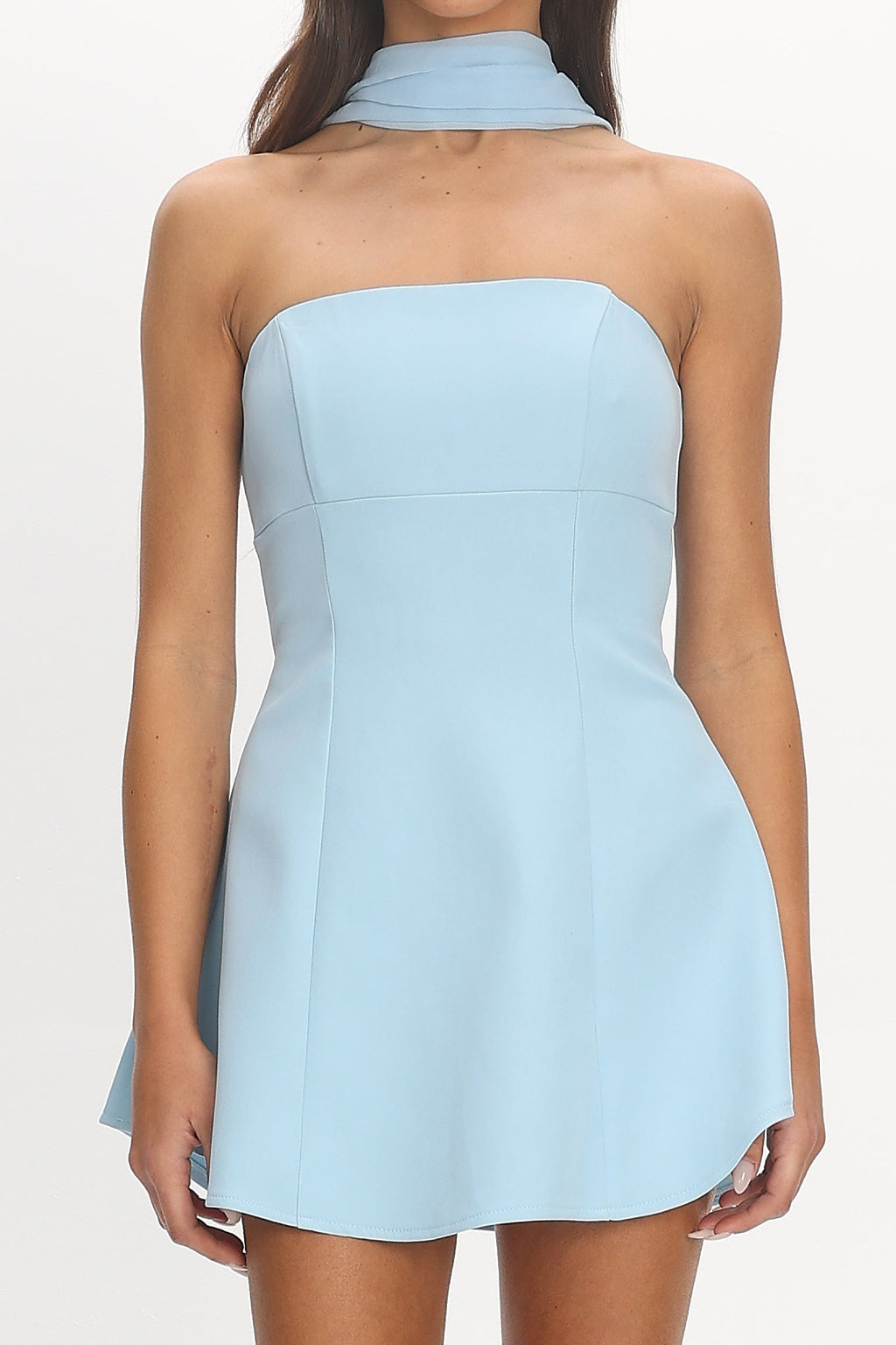 Sorelle Scarf Mini Dress Baby Blue